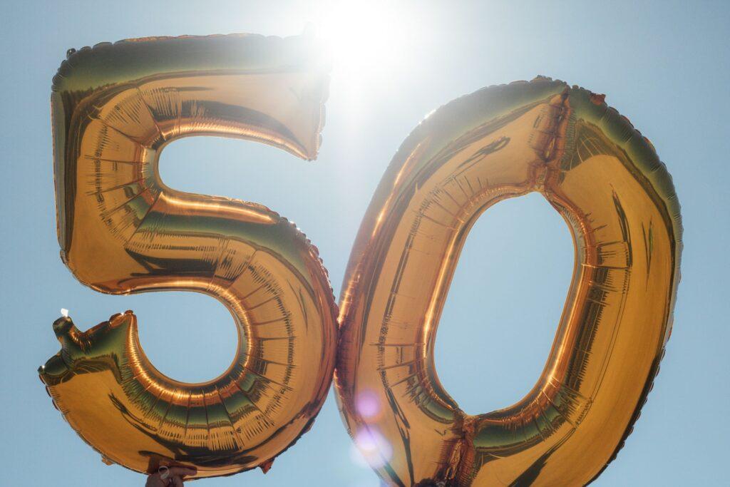 balloons celebrating age 50
