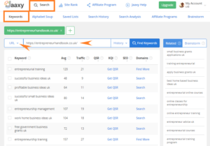 Jaaxy Keyword Research Tool - Competitor Analysis