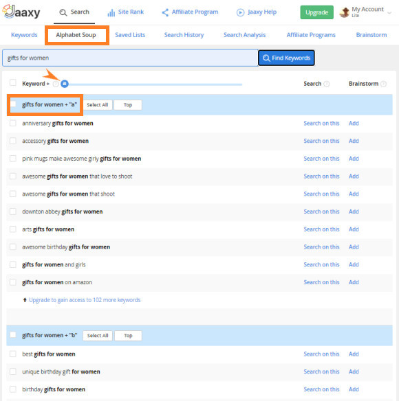 Jaaxy Keyword Research Tool - Using Alphabet Soup Technique For Keyword Research